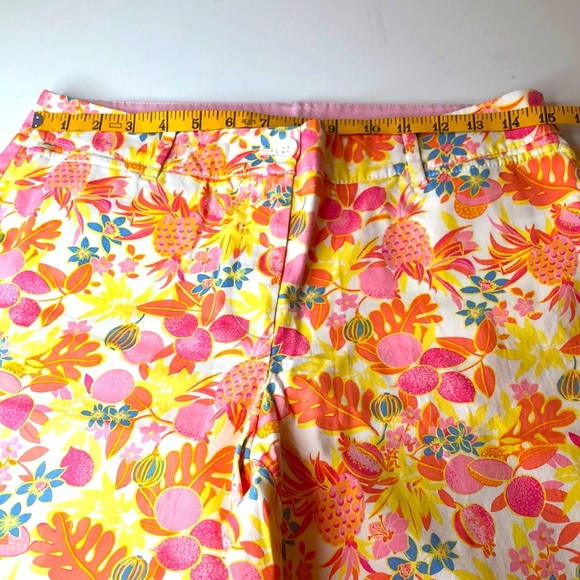 Talbots Tropical Floral Perfect Crop Pants Pink Orange Yellow Women’s Curvy 6 - Picture 2 of 12